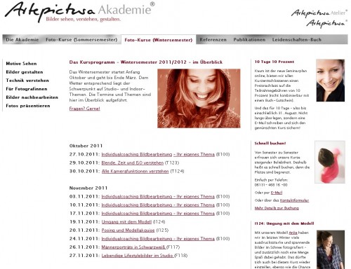 Artepictura-Akademie Webseite