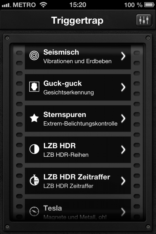 Triggertrap App (iOS) - Übersicht 2