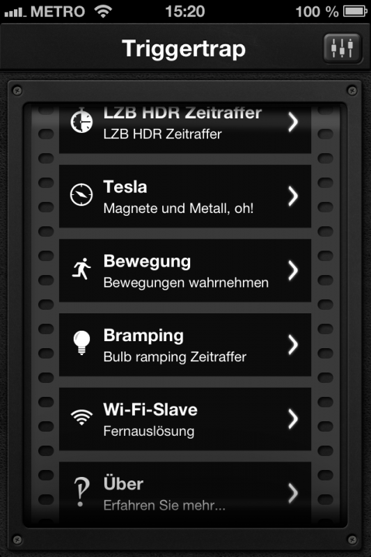 Triggertrap App (iOS) - Übersicht 3