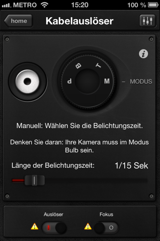 Triggertrap App (iOS) - Auslöser 1
