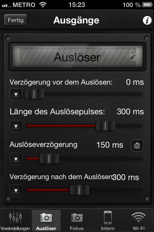 Triggertrap App (iOS) - Auslöser-Setup