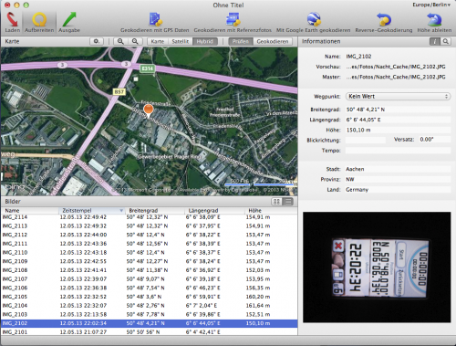 HoudahGeo 3.4 EXIF prüfen