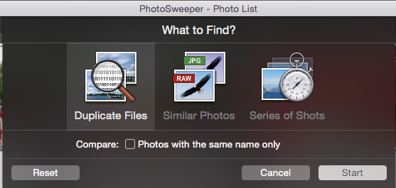PhotoSweeper - Duplikate nach Dateien