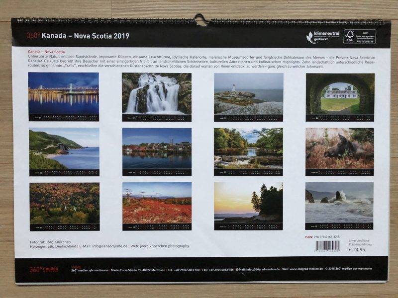 Nova Scotia Fotokalender 2019 Motivübersicht