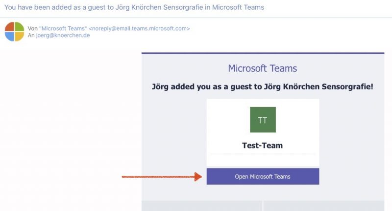 Link zum Öffnen und Beitreten des Teams in Microsoft Teams