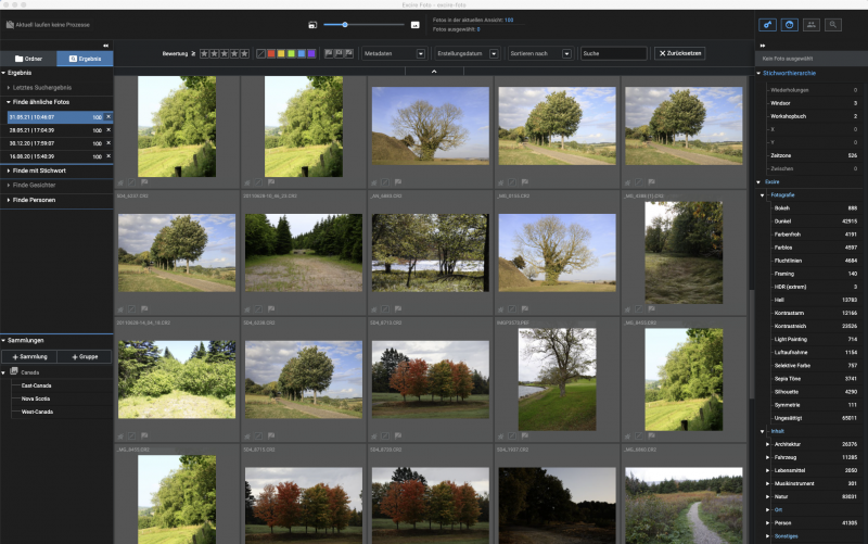 Excire Foto - Suchergebnis nach der "Finde ähnliche Fotos" Suche
