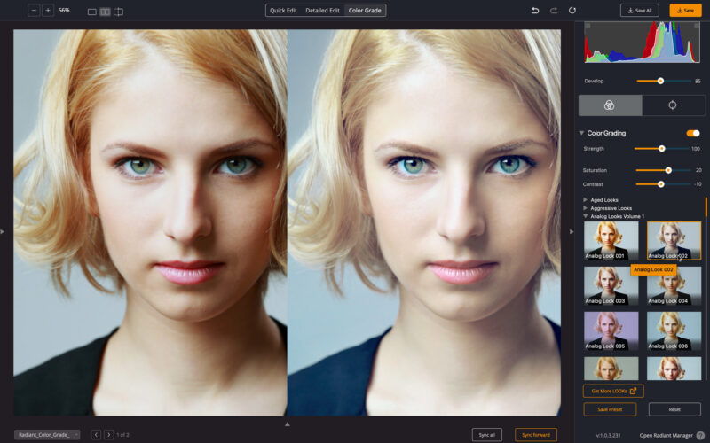 Radiant Photo Version 1.1 hat nun einen dritten Arbeitsbereich: Color Grading.