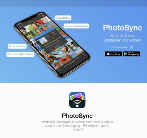 PhotoSync Webseite (Screenshot)