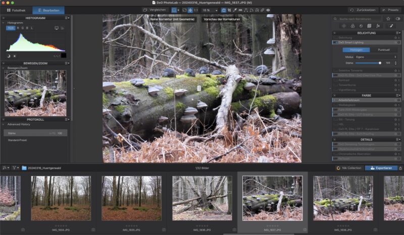 Screenshot DxO PhotoLab Oberfläche