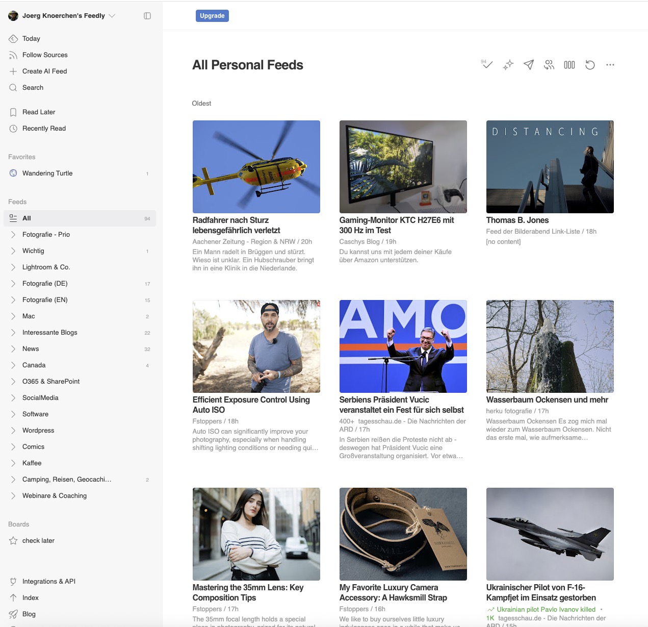 RSS Reader und RSS Verwaltung Feedly.com im Webbrowser